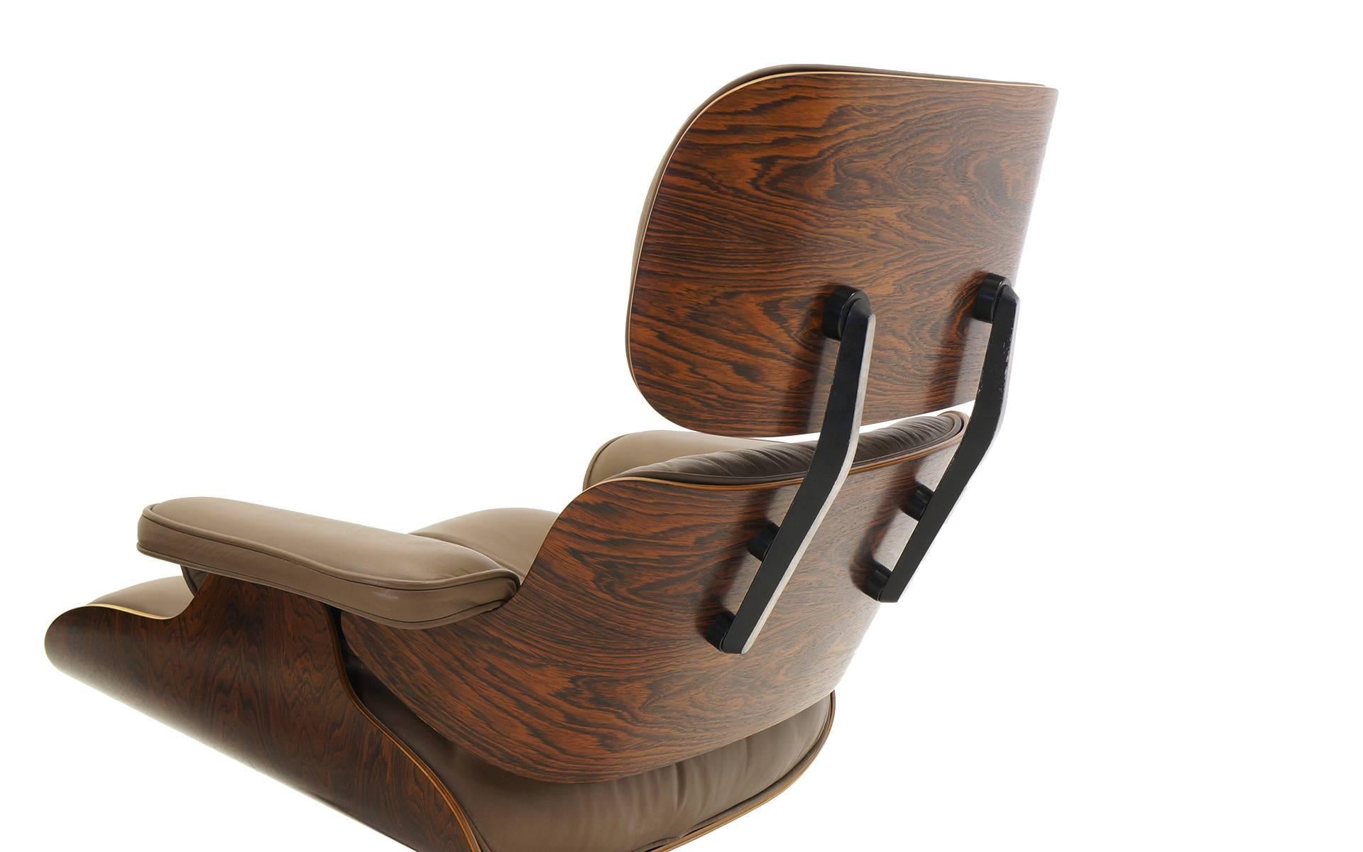 Mid-20th Century Special order, original Khaki Leather & Rosewood Eames Lounge Chair & Ottoman