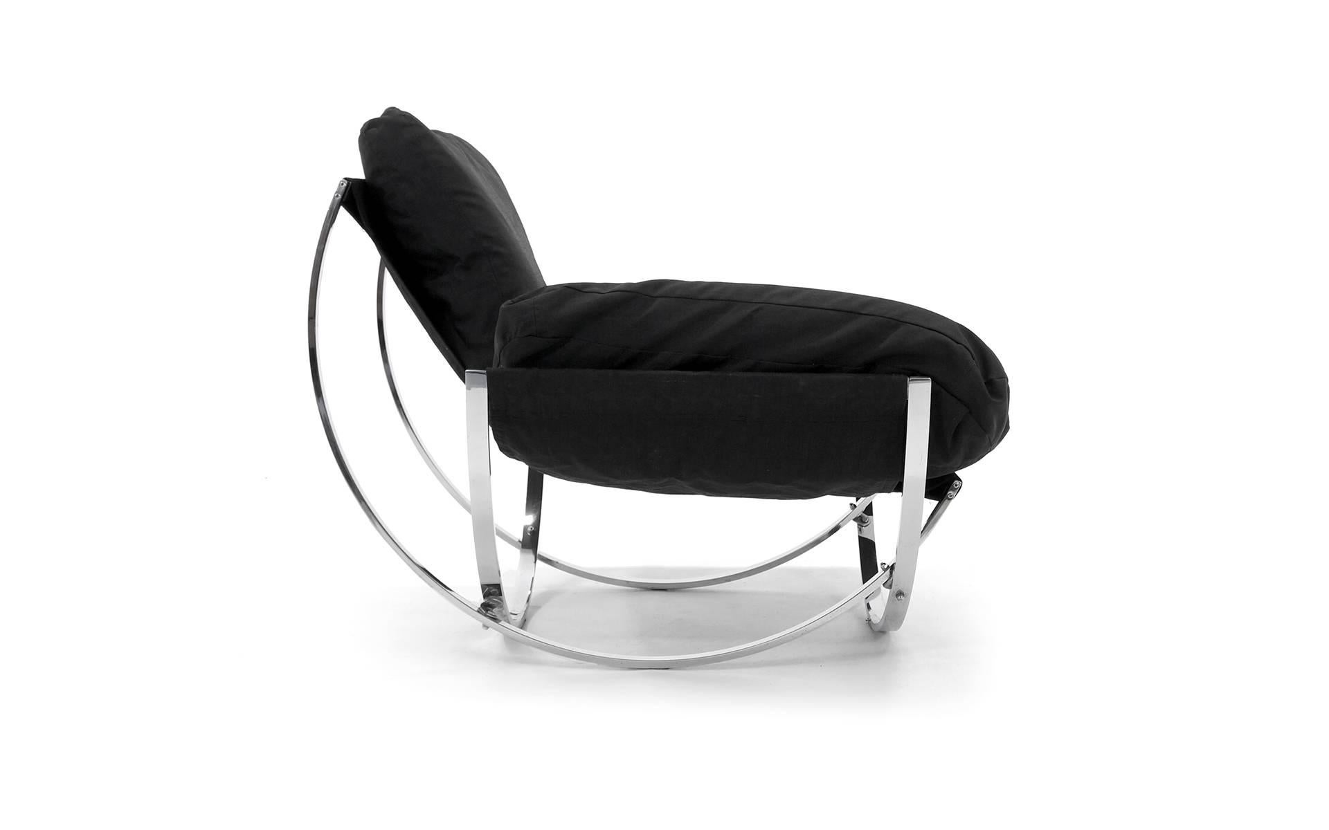 Mid-Century Modern Chaise « Apollo » en chrome et toile de Leonart Bender pour Charlton, 1970. en vente