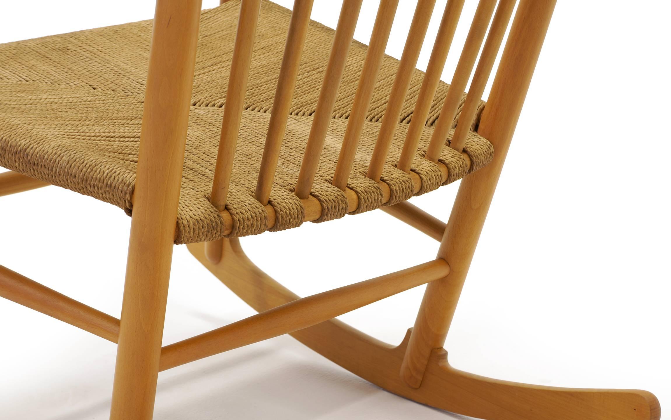 Papercord Pair Hans Wegner J16 Rocking Chairs, Earlier Examples from the Original Owners