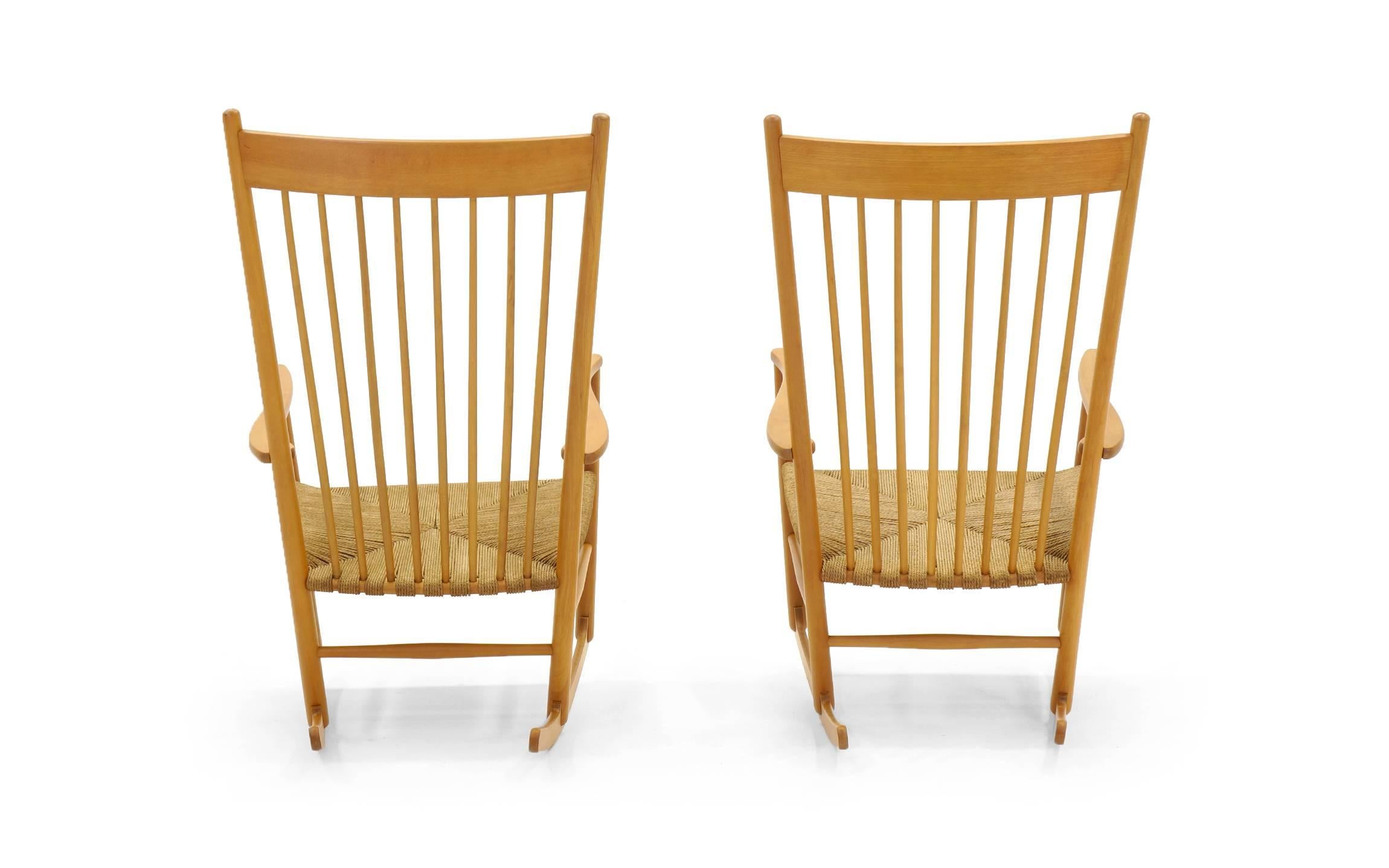 Danish Pair Hans Wegner J16 Rocking Chairs, Earlier Examples from the Original Owners