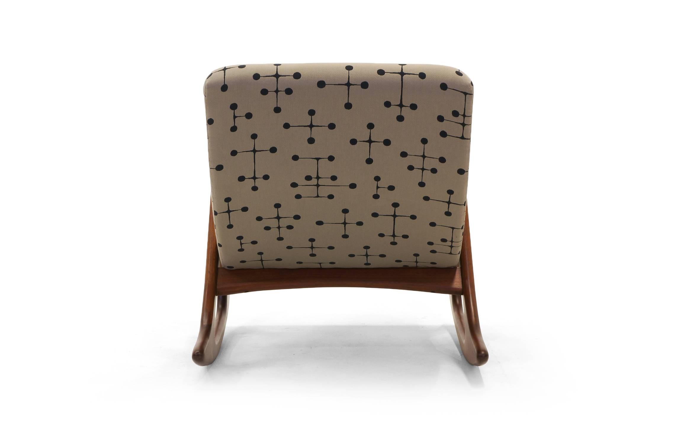 Mid-Century Modern Adrian Pearsall Rocking Chair, Restored Including Eames Dot Fabric by Maharam