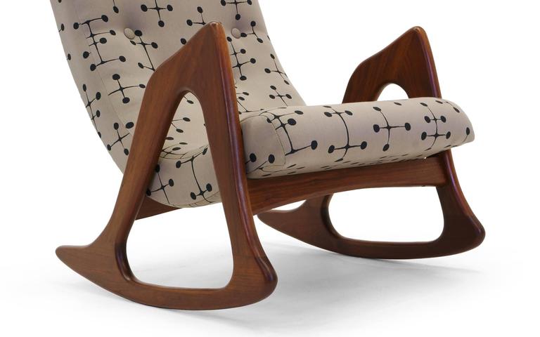 Mid-20th Century Adrian Pearsall Rocking Chair, Restored Including Eames Dot Fabric by Maharam