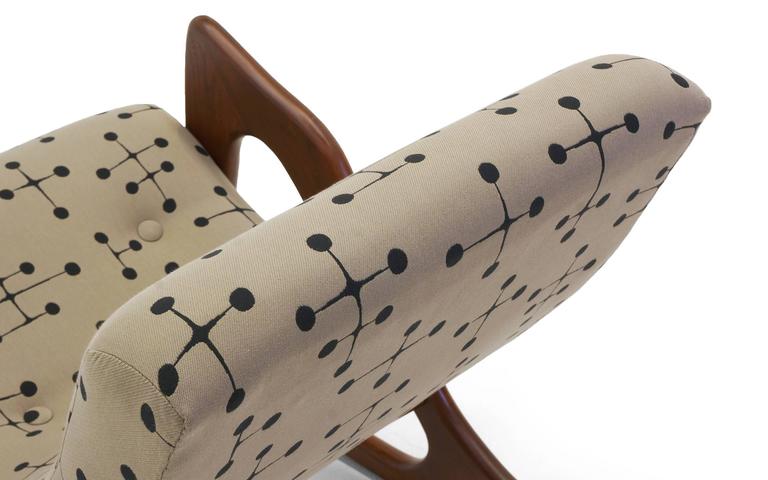 Adrian Pearsall Rocking Chair, Restored Including Eames Dot Fabric by Maharam 2