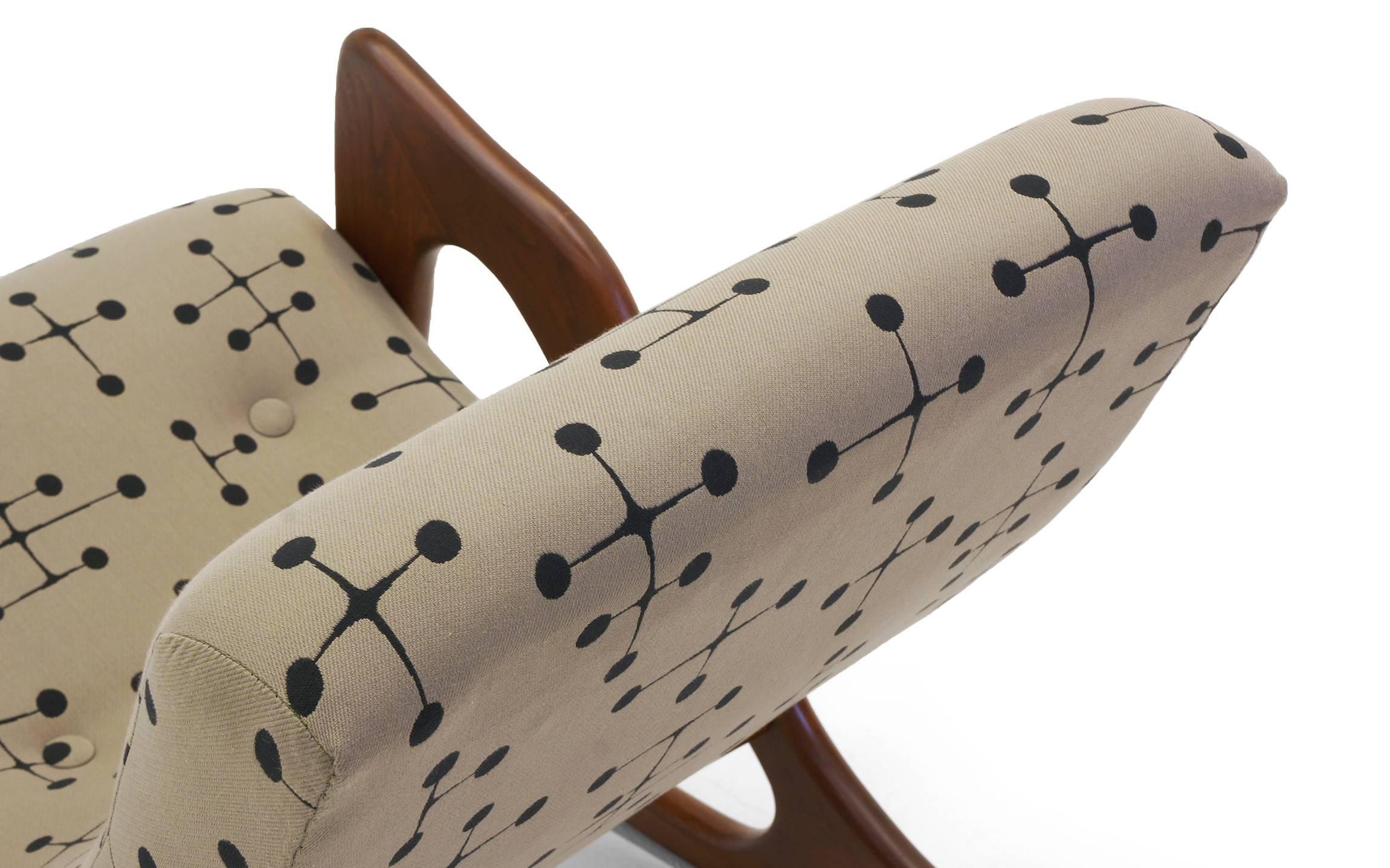 Upholstery Adrian Pearsall Rocking Chair, Restored Including Eames Dot Fabric by Maharam