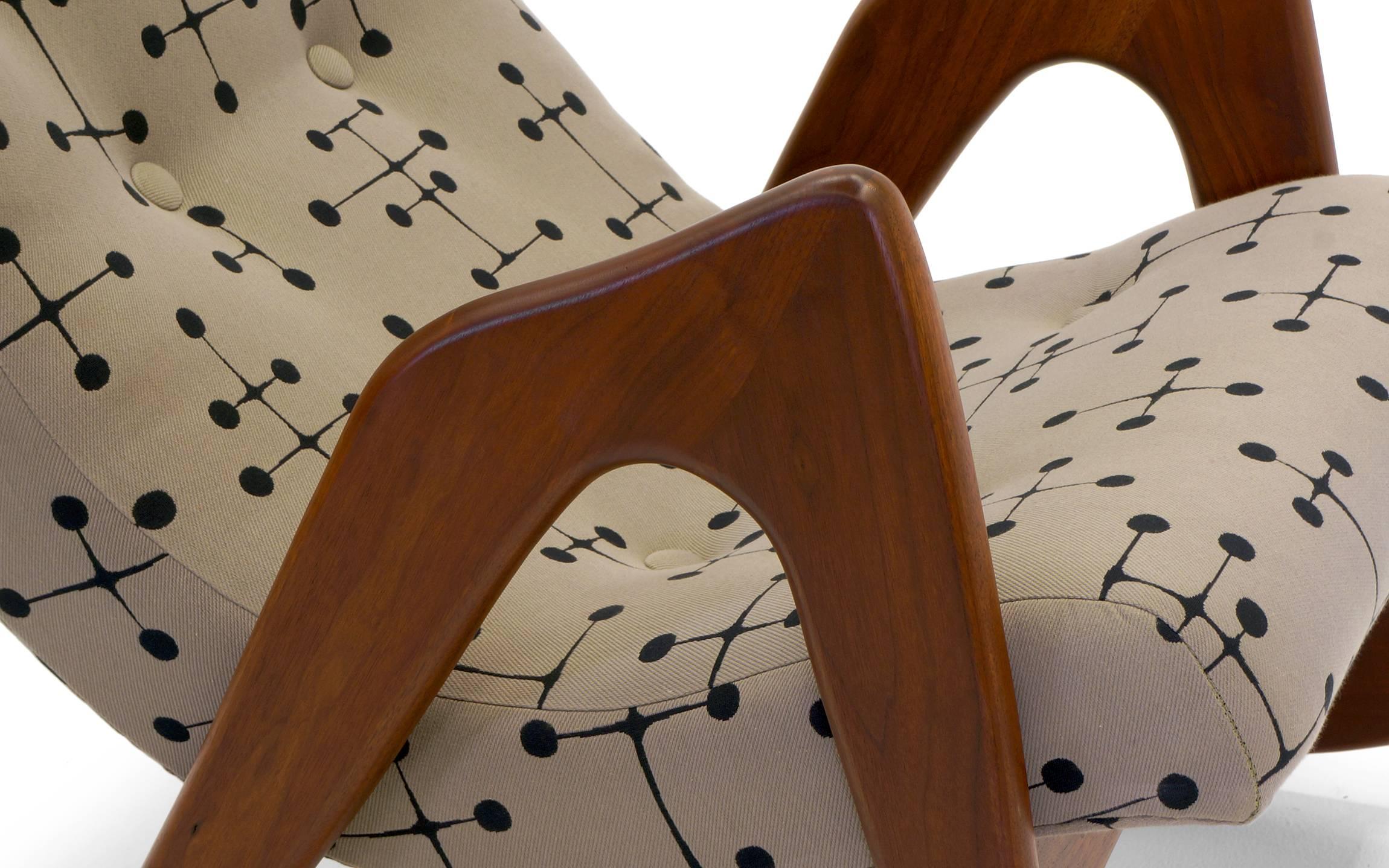 Mid-20th Century Adrian Pearsall Rocking Chair, Restored Including Eames Dot Fabric by Maharam