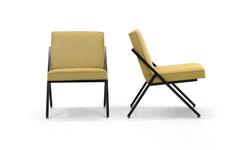Pair of Rare Mueller Metals Co. X-Base Lounge Chairs