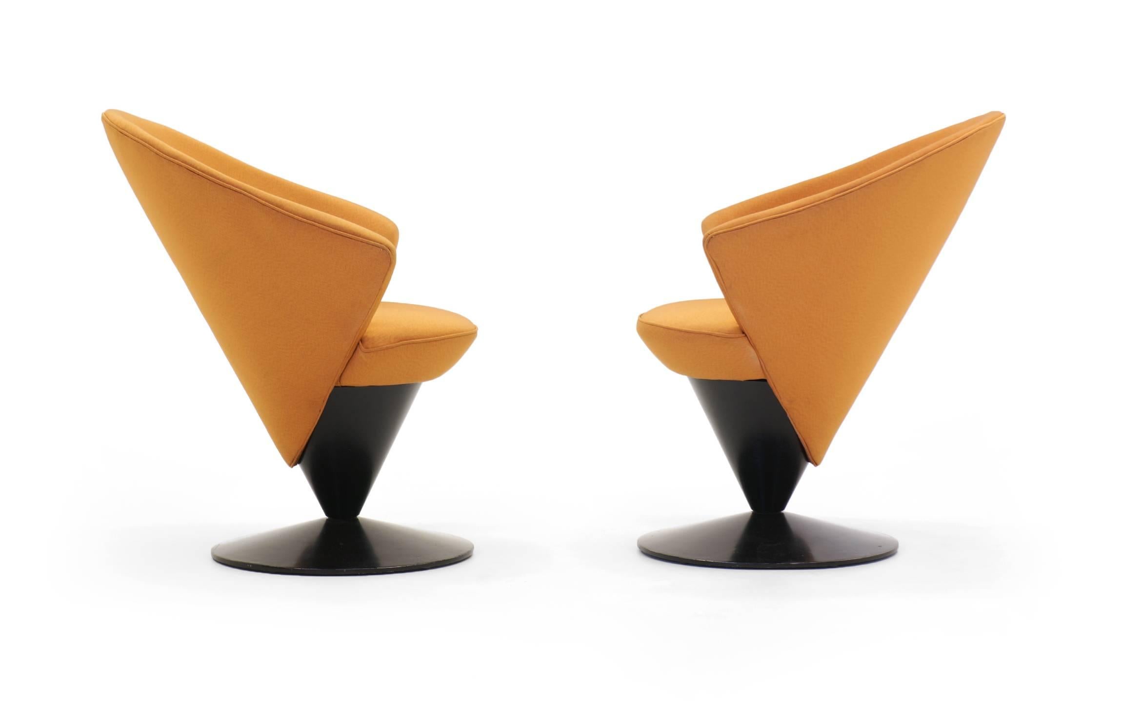 Enameled Pair of Adrian Pearsall for Craft Associates Swivel Cone Chairs