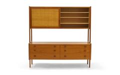 Hans Wegner Wall Unit, Room Divider or Sideboard, Rare Teak and Cane Version