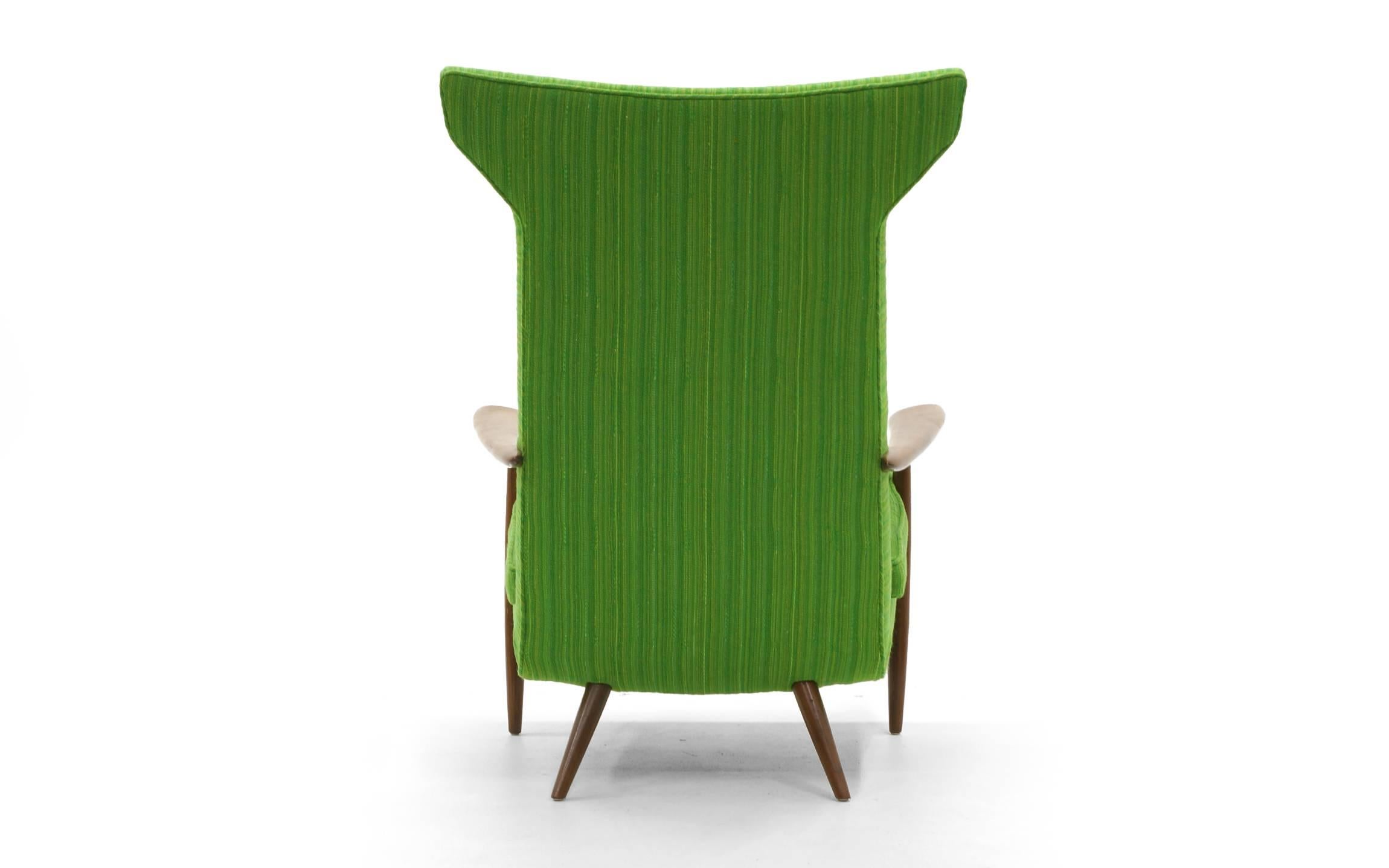 Mid-Century Modern Rare George Nakashima for Widdicomb High Back Lounge Chair and Ottoman