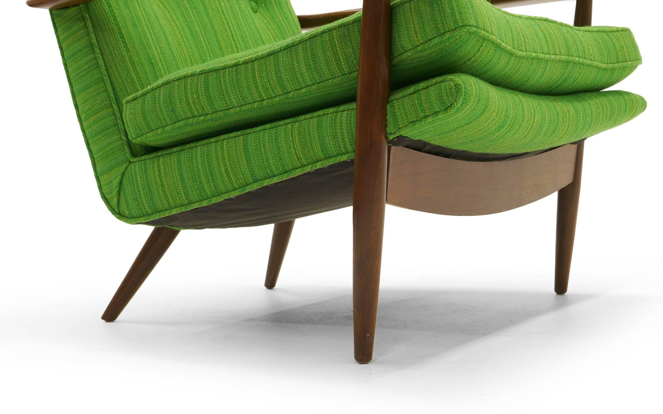 Mid-20th Century Rare George Nakashima for Widdicomb High Back Lounge Chair and Ottoman