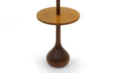 Danish Modern Solid Teak Floor Lamp with Attached End Table and Teardrop Base