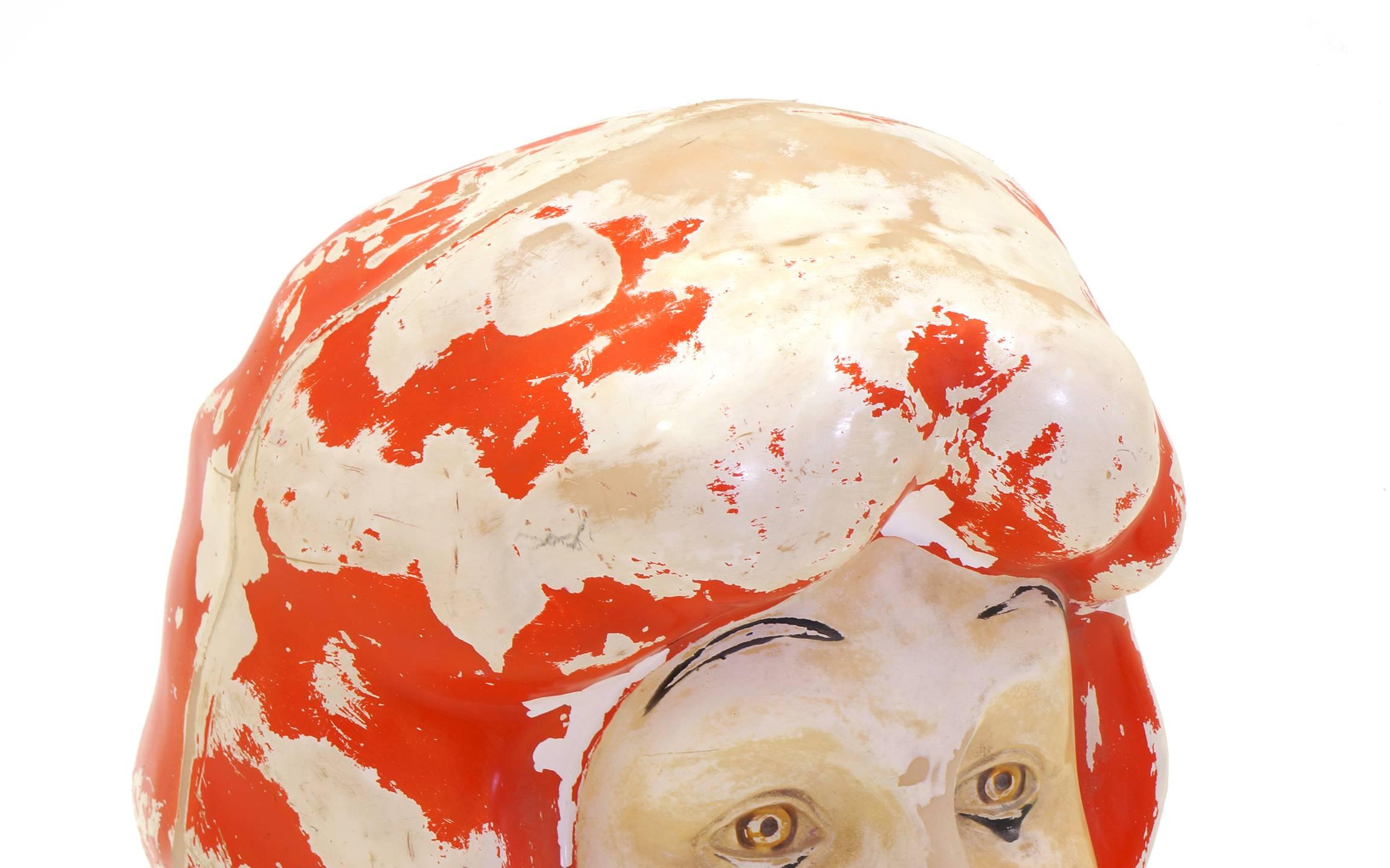 Mid-Century Modern Large Weird, Creepy, Perfectly Patinated Plastic Clown Head For Sale