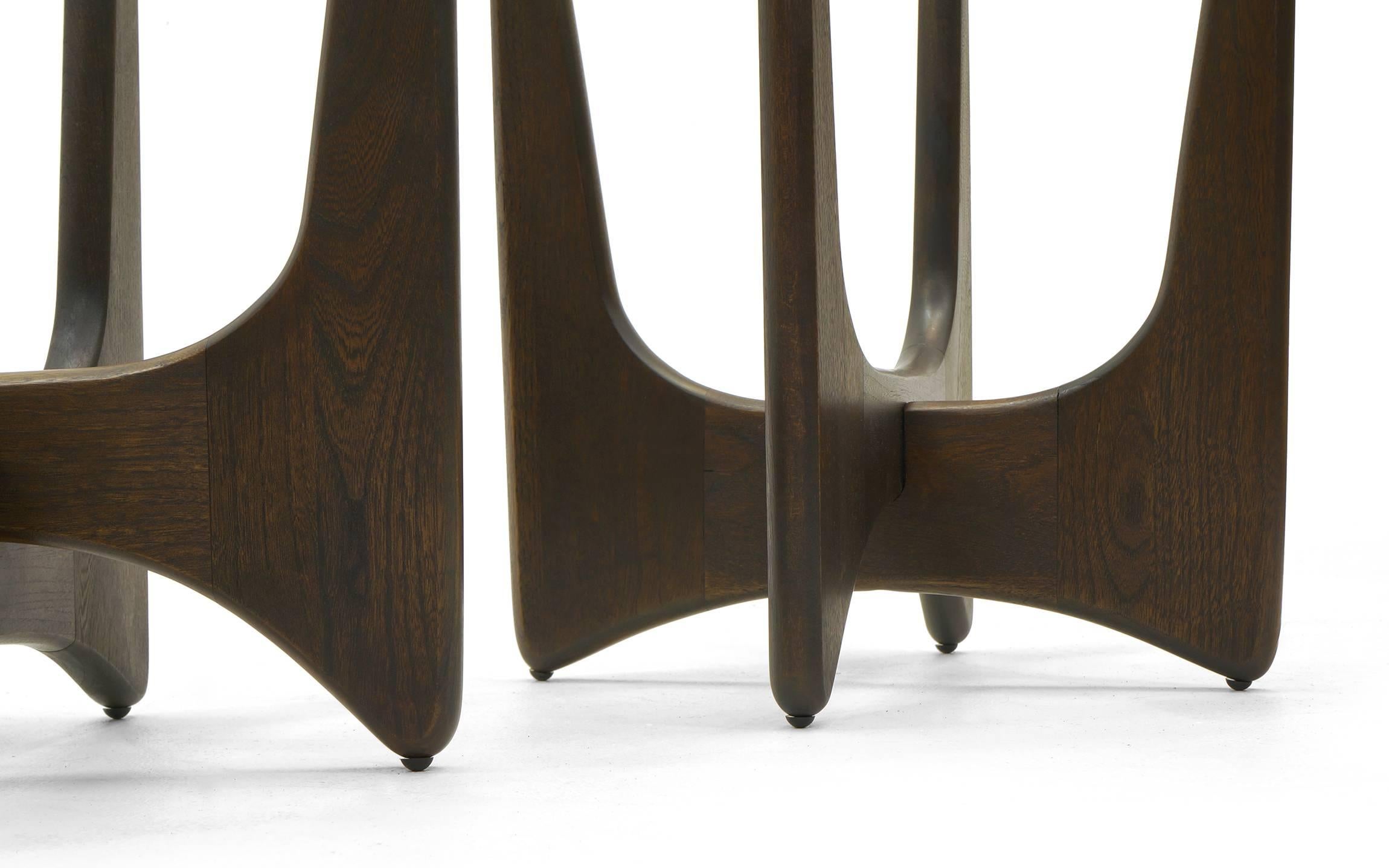 Mid-20th Century Pair of Adrian Pearsall Style Sculptural End Side Tables Walnut with Glass Tops