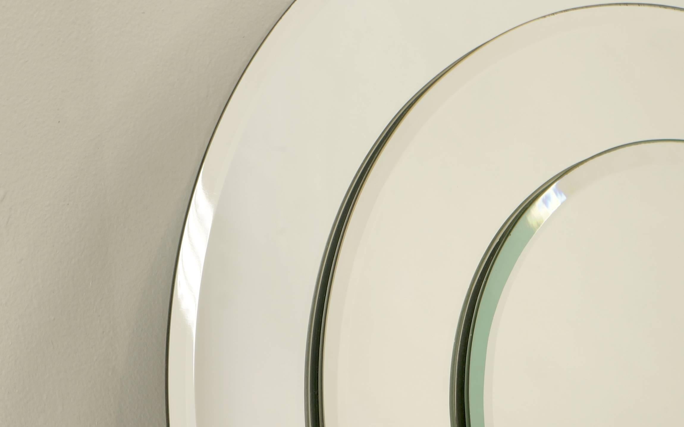 Late 20th Century Wall Mirror of Concentric Circles with Chrome Frame by the Mitre Shop, 1975