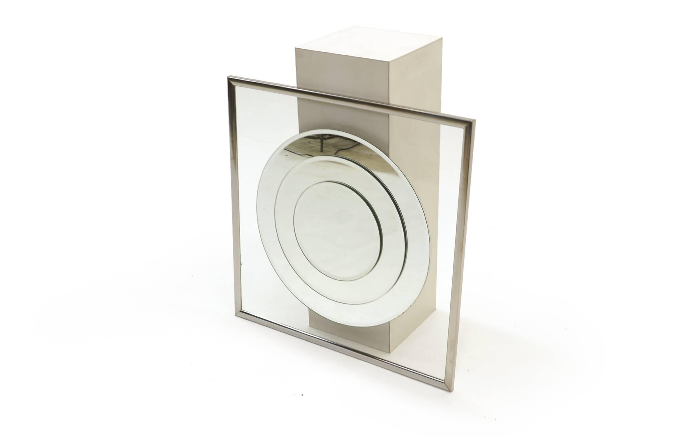 Wall Mirror of Concentric Circles with Chrome Frame by the Mitre Shop, 1975 2