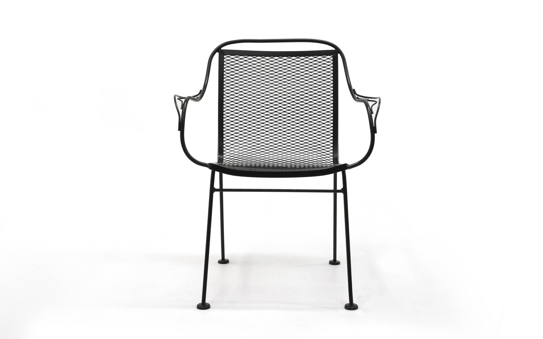 Powder-Coated John Salterini Outdoor/Patio Dining Table and Four Chairs, Expertly Restored