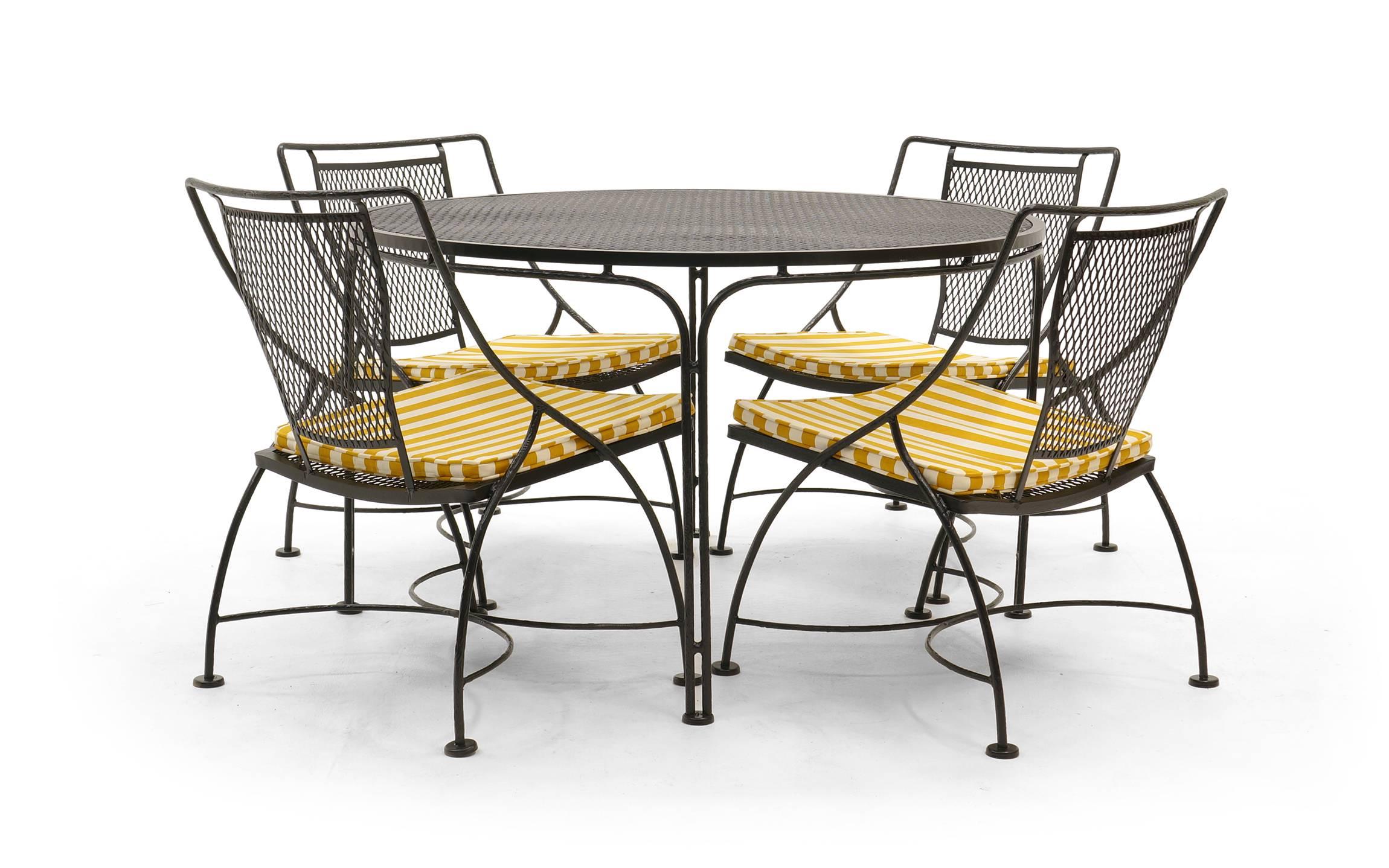 Mid-Century Modern John Salterini Lounge Height Patio Table and Four Chairs, Expertly Restored