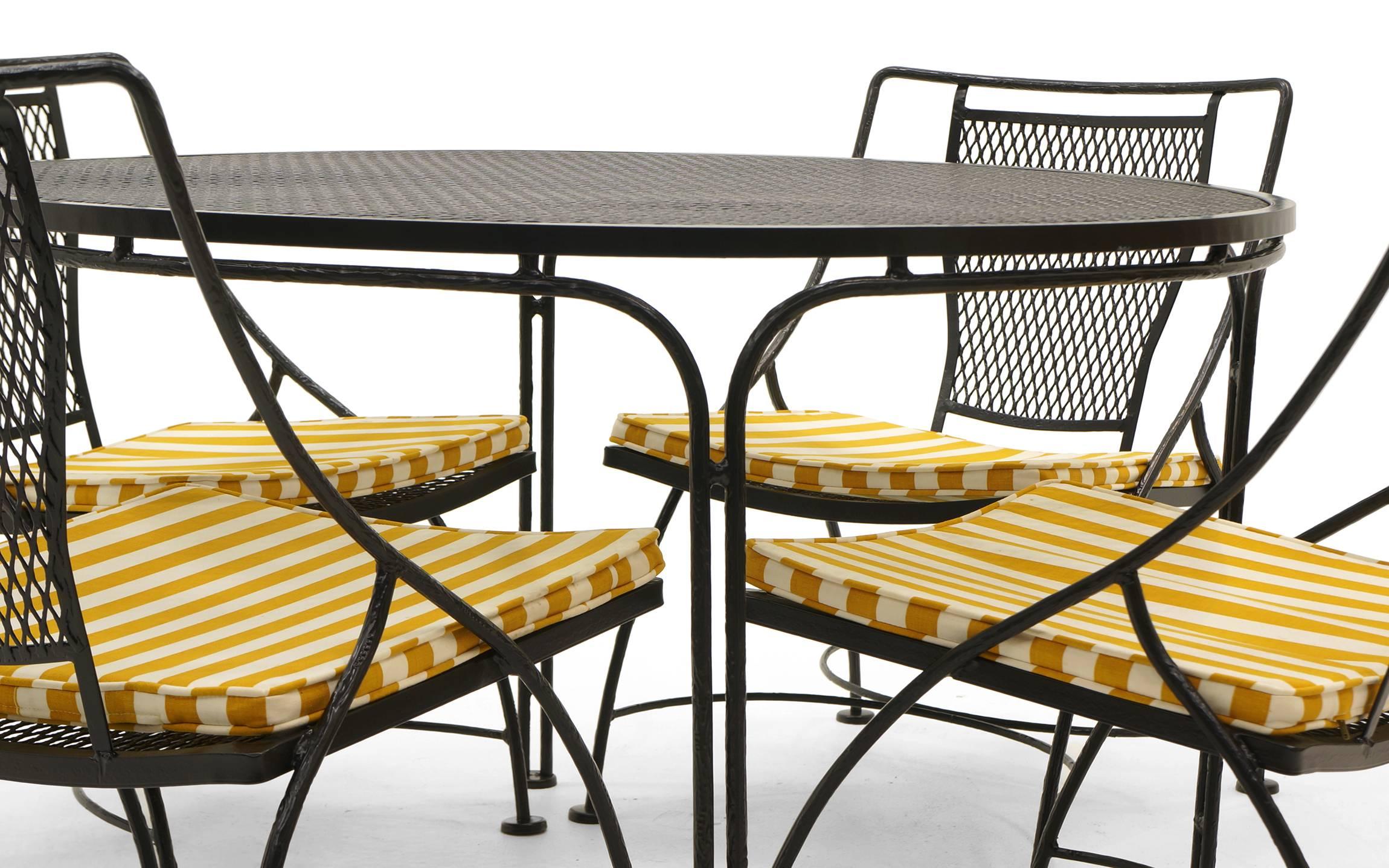 American John Salterini Lounge Height Patio Table and Four Chairs, Expertly Restored