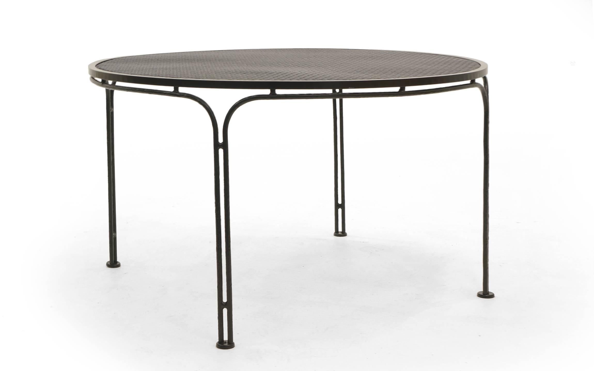 Powder-Coated John Salterini Lounge Height Patio Table and Four Chairs, Expertly Restored