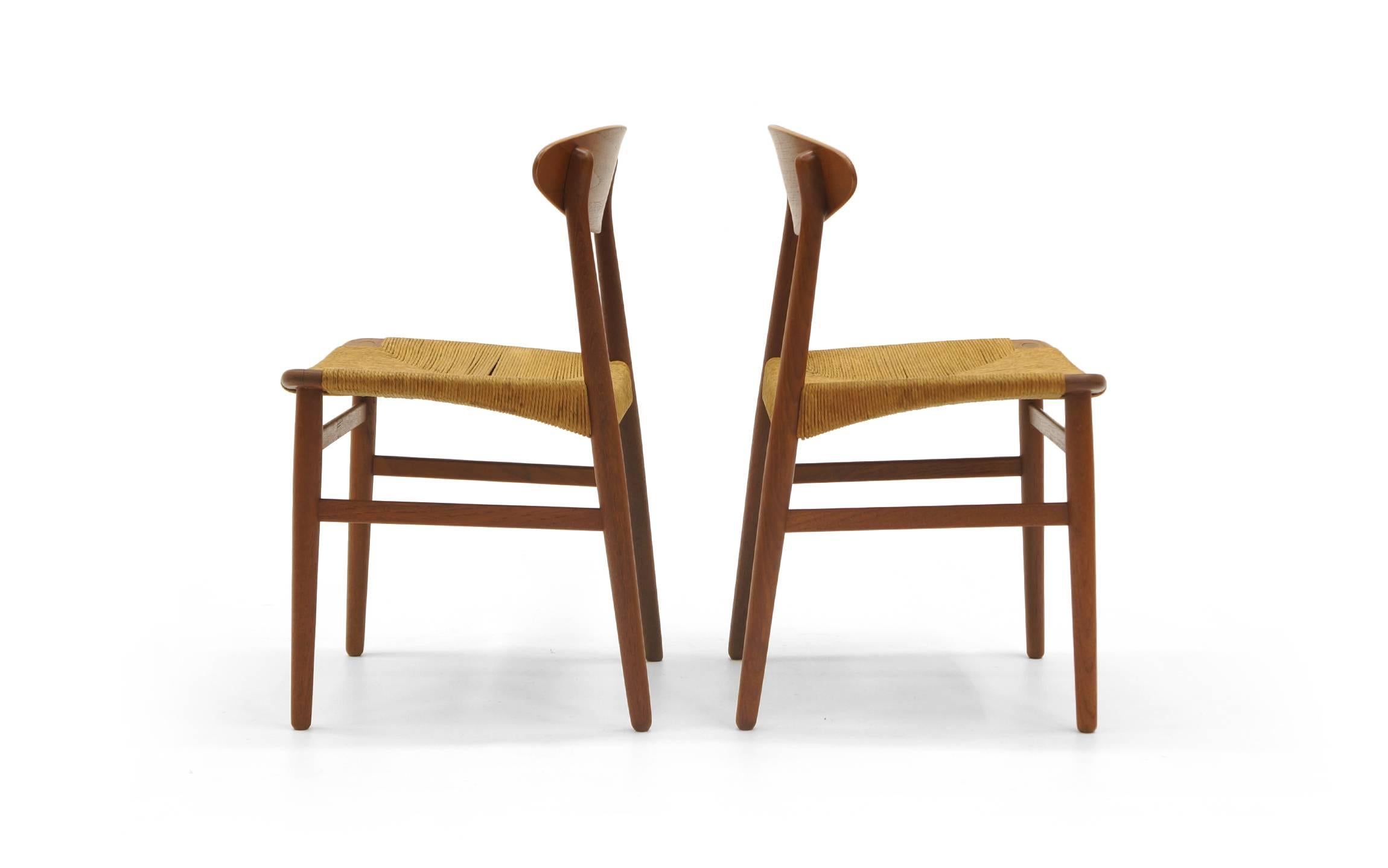 Rope Set of Six Danish Modern Teak Dining Chairs by Ejner Larsen and Aksel Madsen For Sale