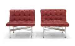 Pair of Laverne Red Leather Lounge Chairs