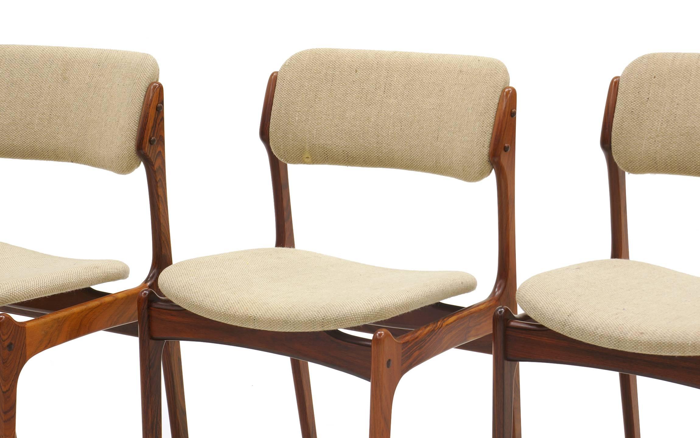 Set of Eight Rosewood Danish Modern Dining Chairs Designed by Erik Buch 1