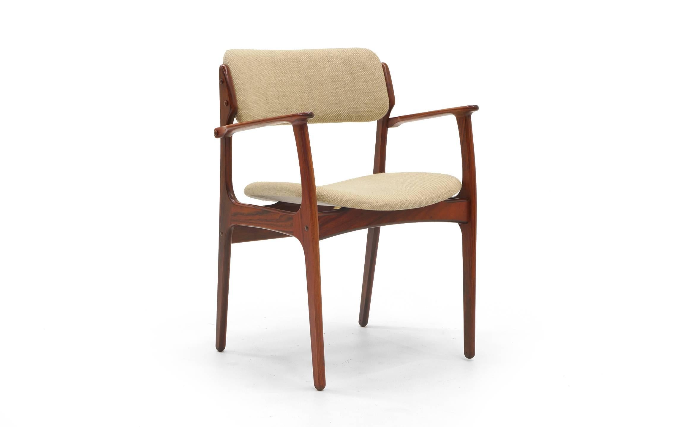 Mid-Century Modern Set of Eight Rosewood Danish Modern Dining Chairs Designed by Erik Buch