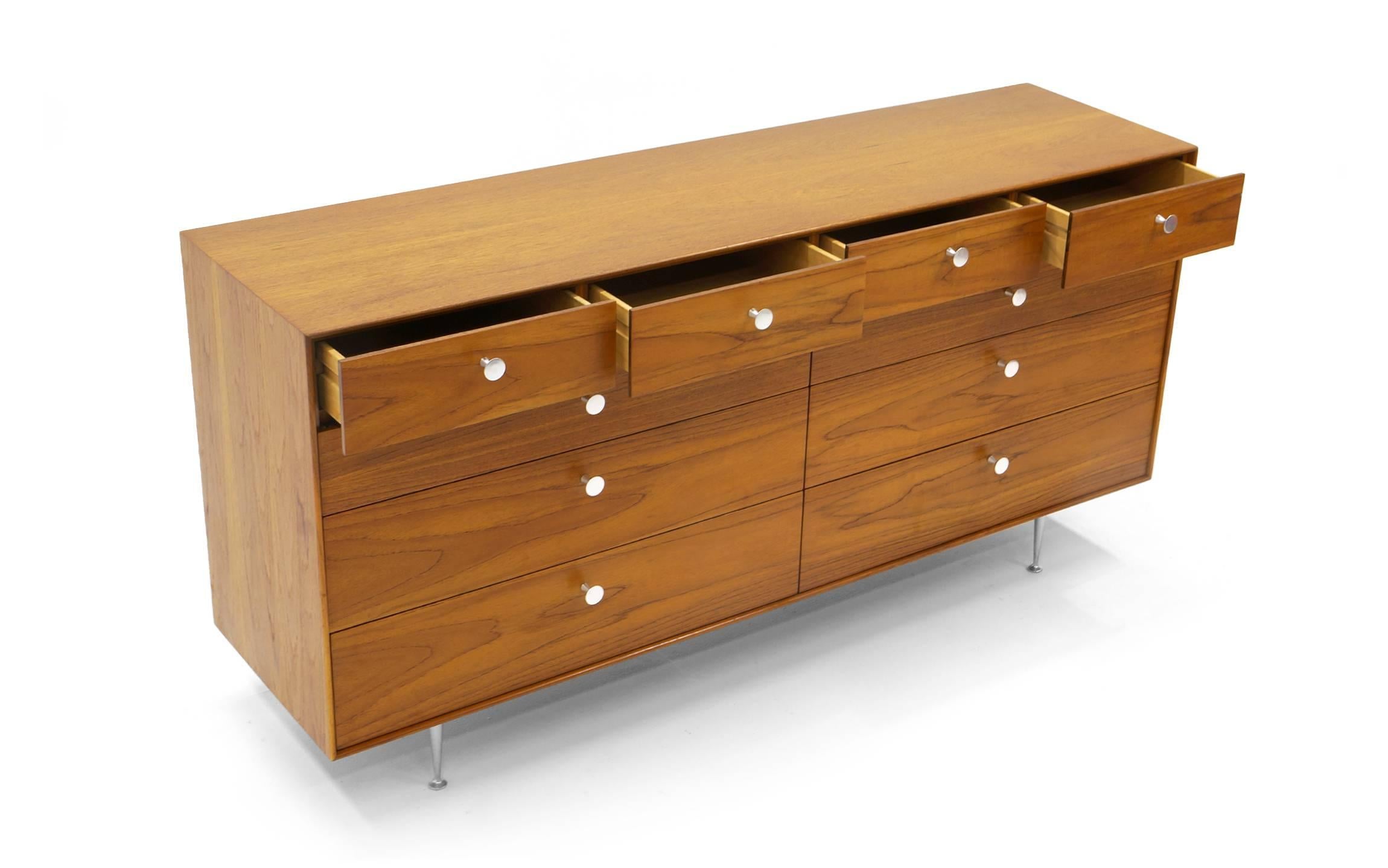 Thin Edge Ten-Drawer Walnut Dresser by George Nelson, Excellent Condition In Excellent Condition In Kansas City, MO