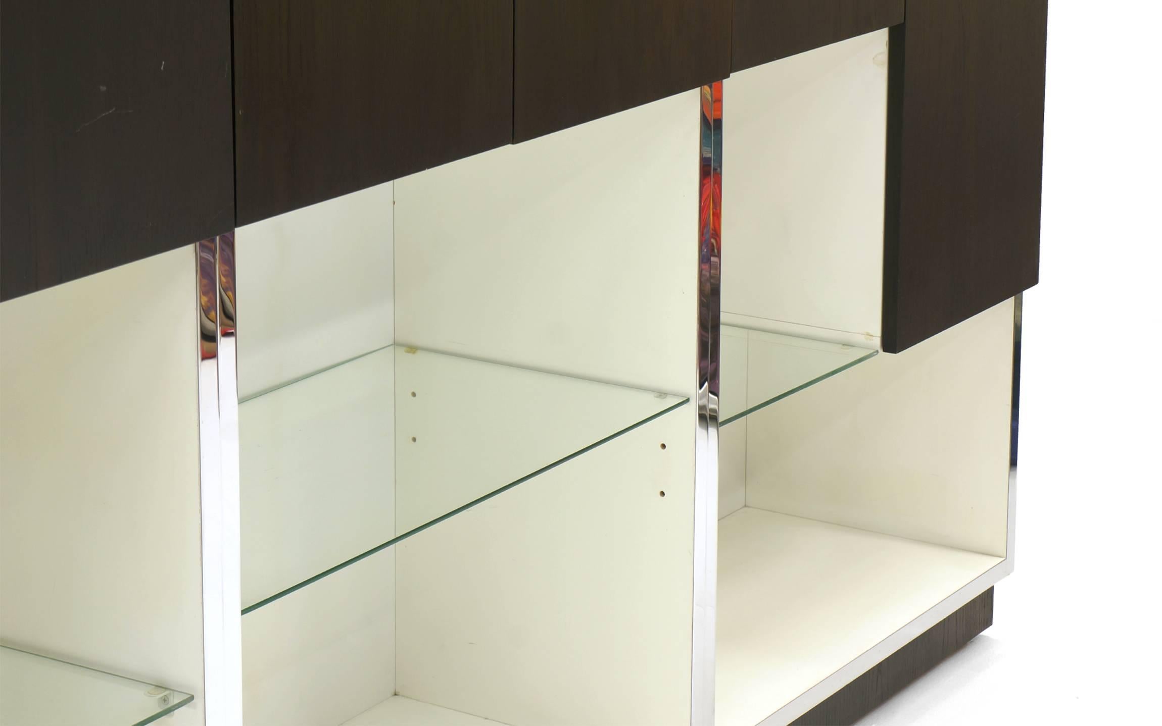 Glass Milo Baughman Three-Piece Freestanding Storage Cabinet