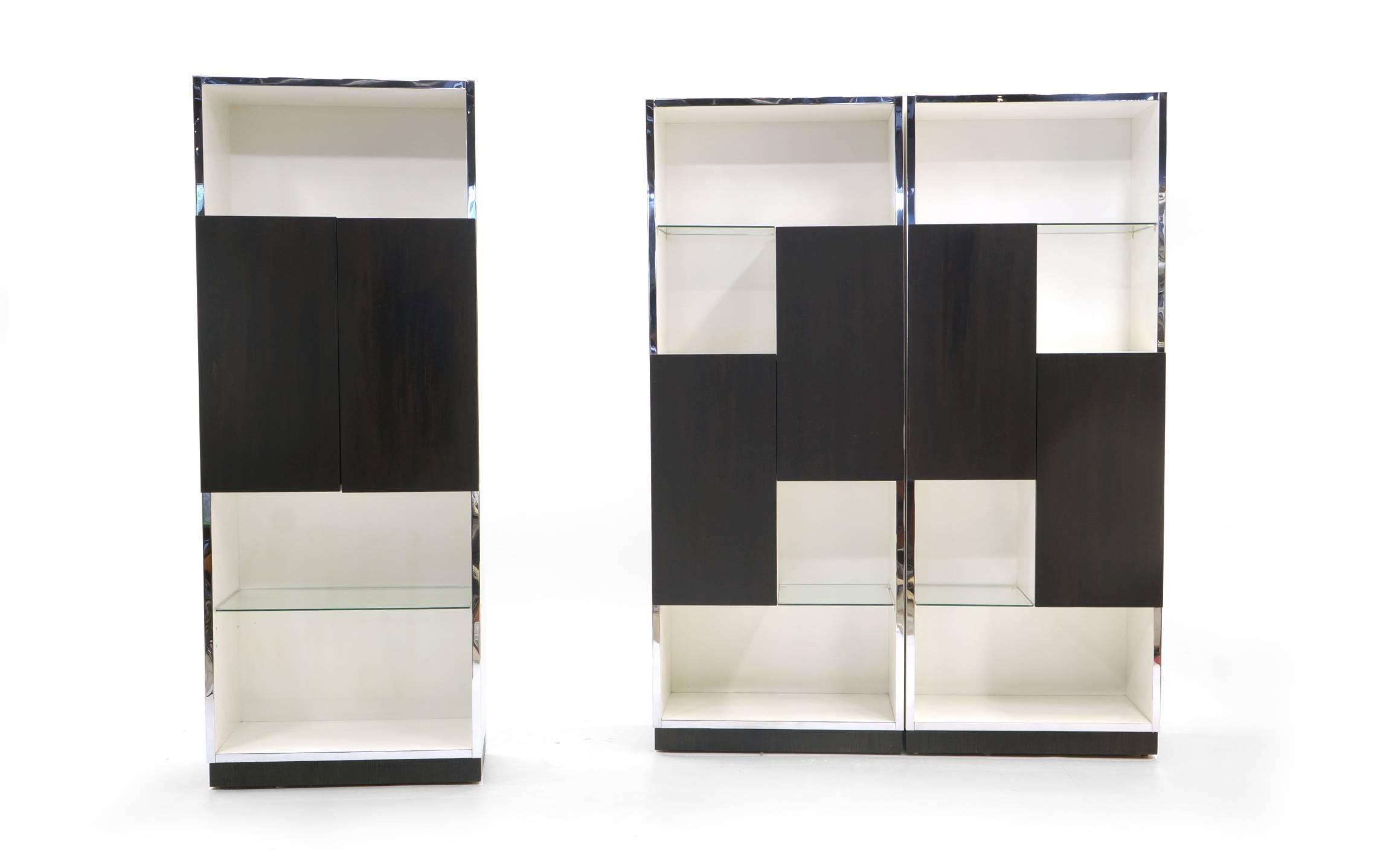 Mid-Century Modern Milo Baughman Three-Piece Freestanding Storage Cabinet