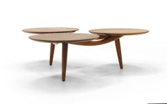 Danish Modern Teak Coffee Table, Three Round Surfaces, Unique Design