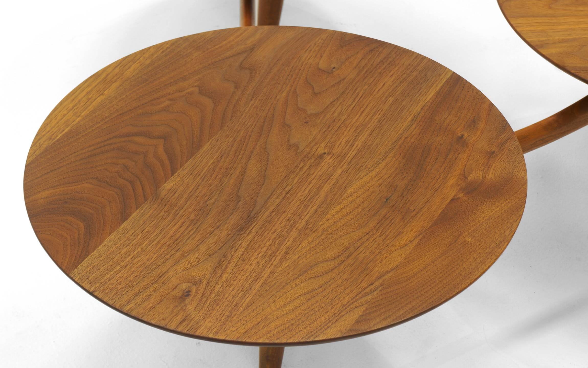 Danish Modern Teak Coffee Table, Three Round Surfaces, Unique Design In Excellent Condition In Kansas City, MO