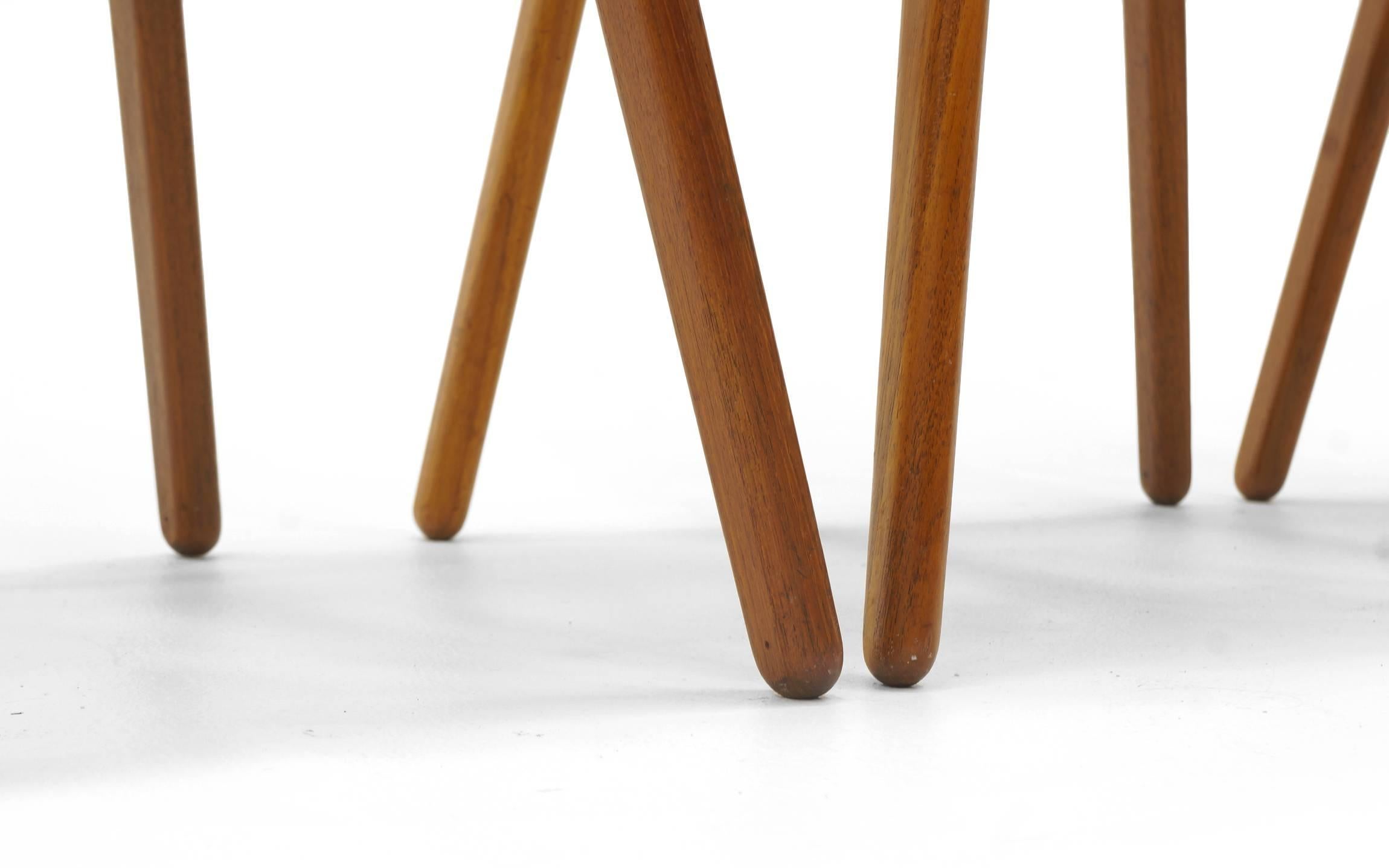 Three Erik Buch Bar Stools Teak, Rosewood, and Black Leather In Good Condition In Kansas City, MO