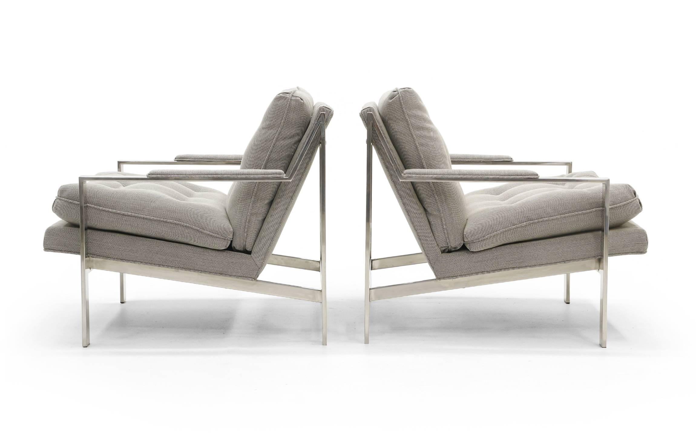 Mid-Century Modern Pair of Cy Mann Lounge Chairs, Restored to like New, Maharam Remix Fabric
