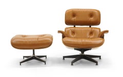 Eames Lounge Chair and Ottoman, Rosewood and Rare Cognac Leather