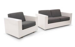 Loveseat and Chair by Milo Baughman for Thayer Coggin, White Laminate Case