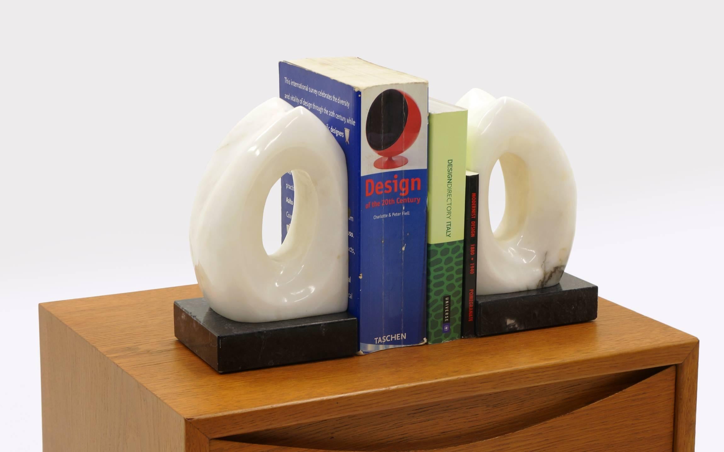 Mid-Century Modern Italian Marble and Alabaster Bookends