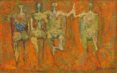 Abstract Figural Painting by John Bashor, 1950s