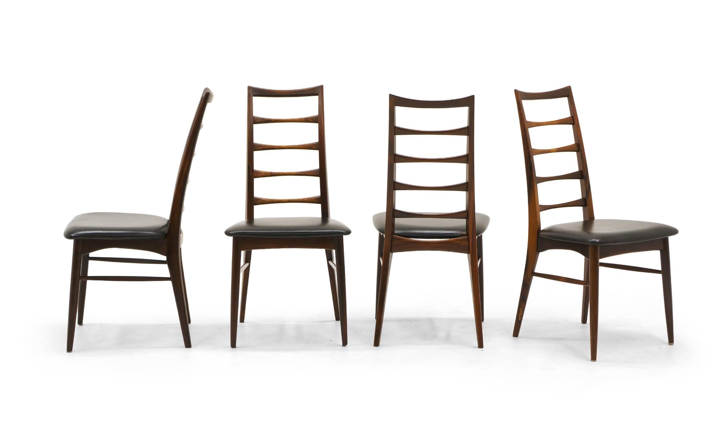 Mid-20th Century 6 Rosewood Lis Dining Chairs by Niels Kofoed, Two with arms, Four armless