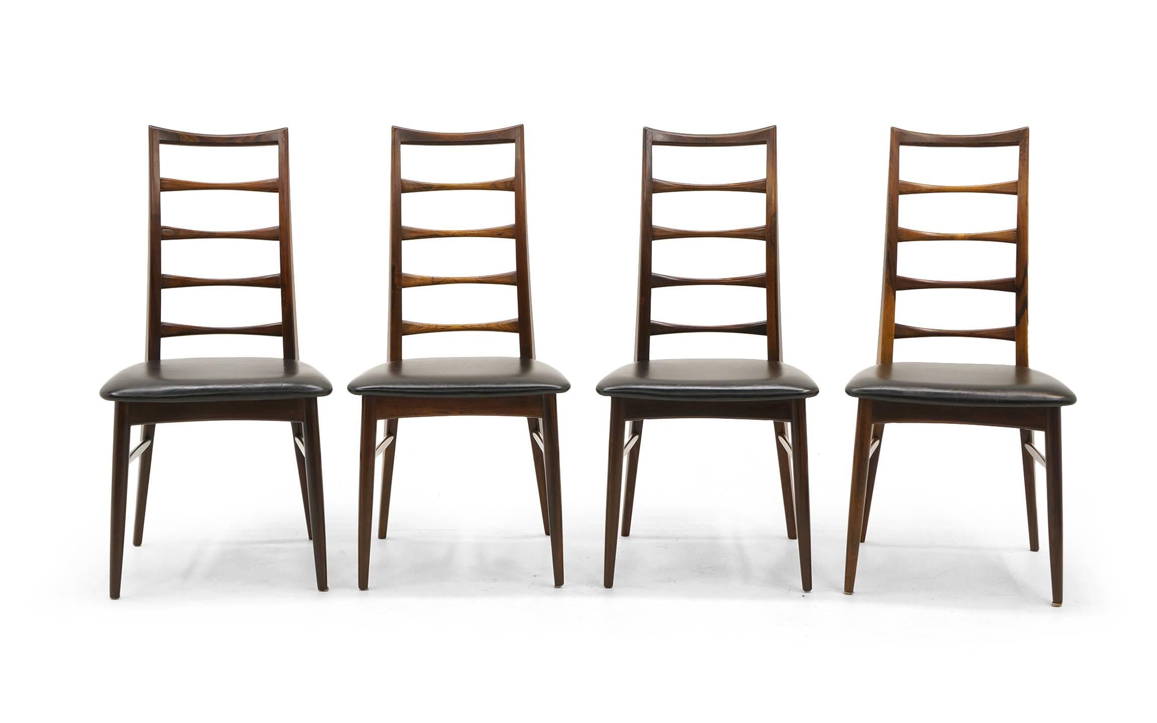 6 Rosewood Lis Dining Chairs by Niels Kofoed, Two with arms, Four armless In Good Condition In Kansas City, MO
