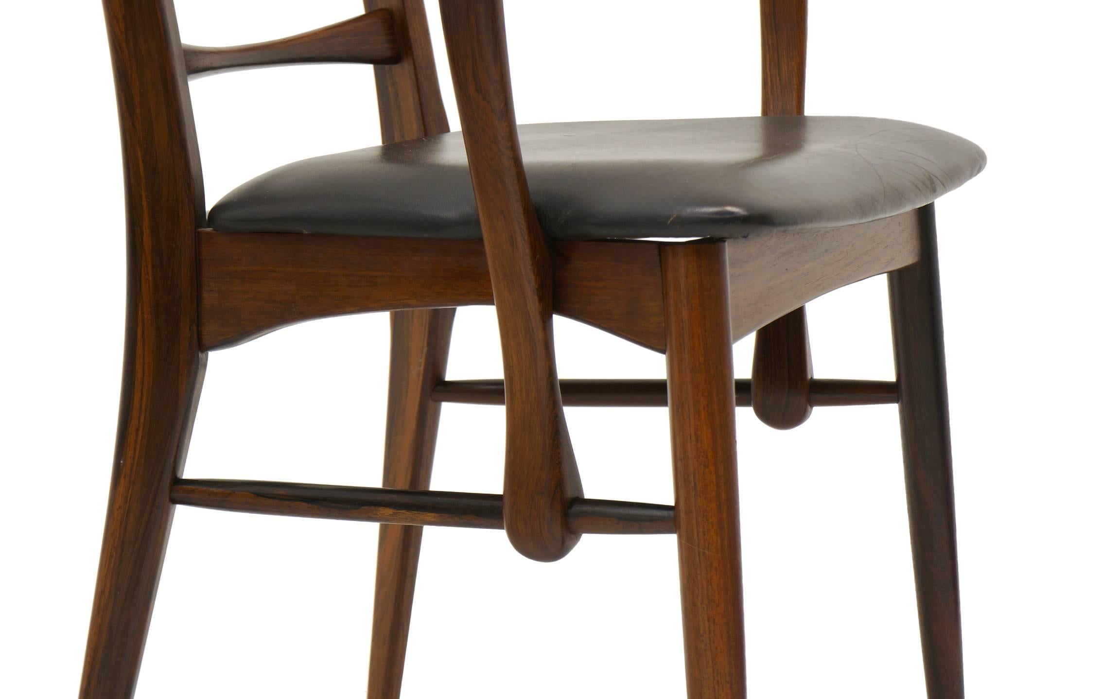 6 Rosewood Lis Dining Chairs by Niels Kofoed, Two with arms, Four armless 4
