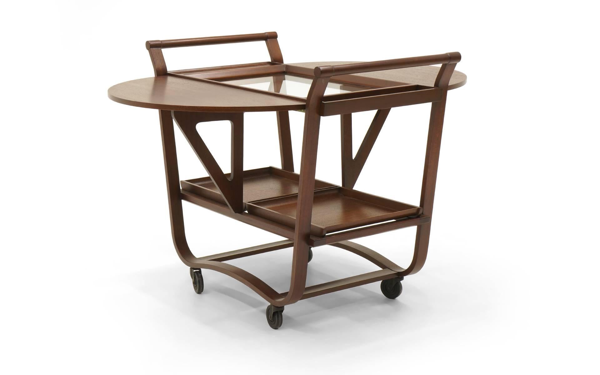 American Serving or Bar Cart by Edward Wormley for Dunbar, Drop-Leaf with Removable Trays