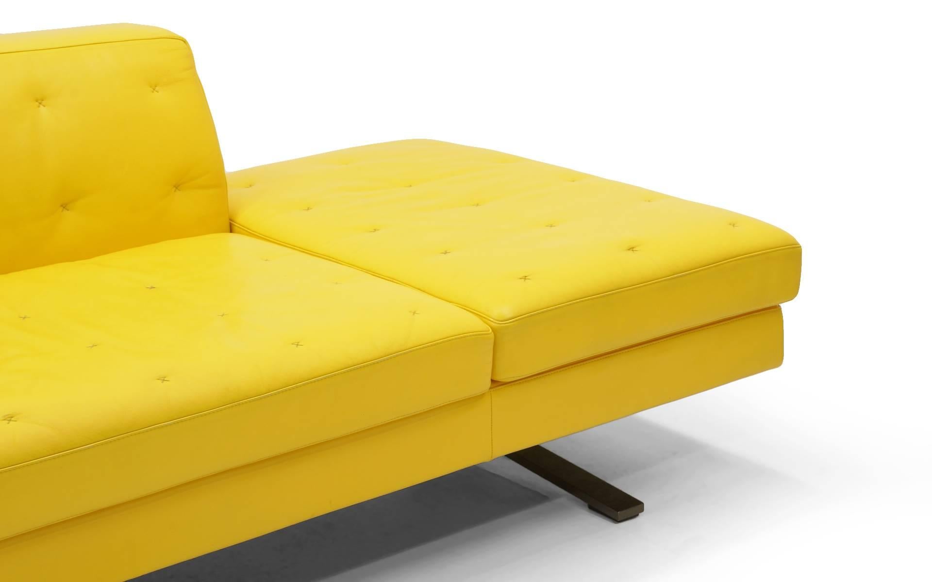 Italian Yellow Leather Sofa by Jean-Marie Massaud for Poltrona Frau One Arm, Beautiful