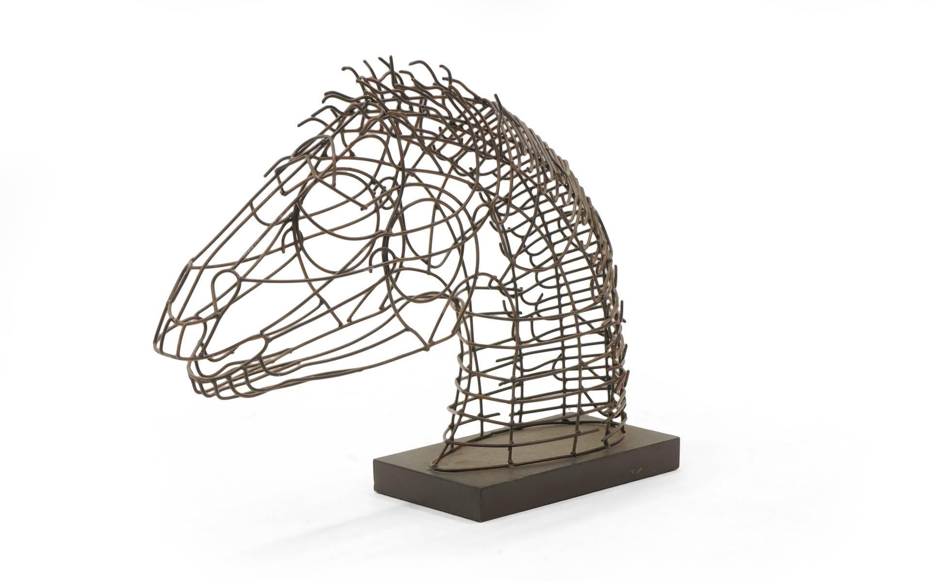 Large table top wire horse sculpture.  1960s.  Artist is unknown to us, but this is very well done and quite striking piece.