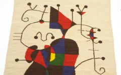 Large Wool Wall Hanging in the style of Joan Miro