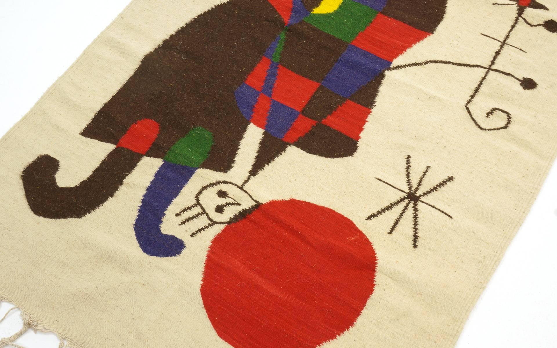 Mid-Century Modern Large Wool Wall Hanging in the style of Joan Miro