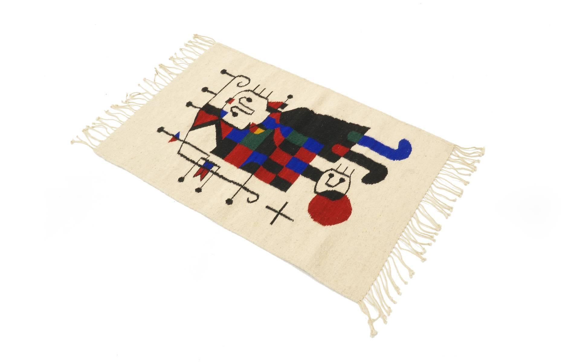 Mid-Century Modern Wool Textile Wall Hanging in the style of Joan Miro For Sale