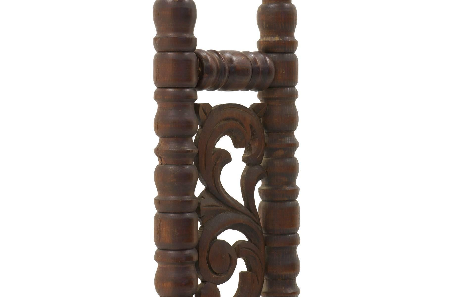 Mid-20th Century Pair of Moroccan / African Teak Accent Chairs, Unusual Sculptural Design