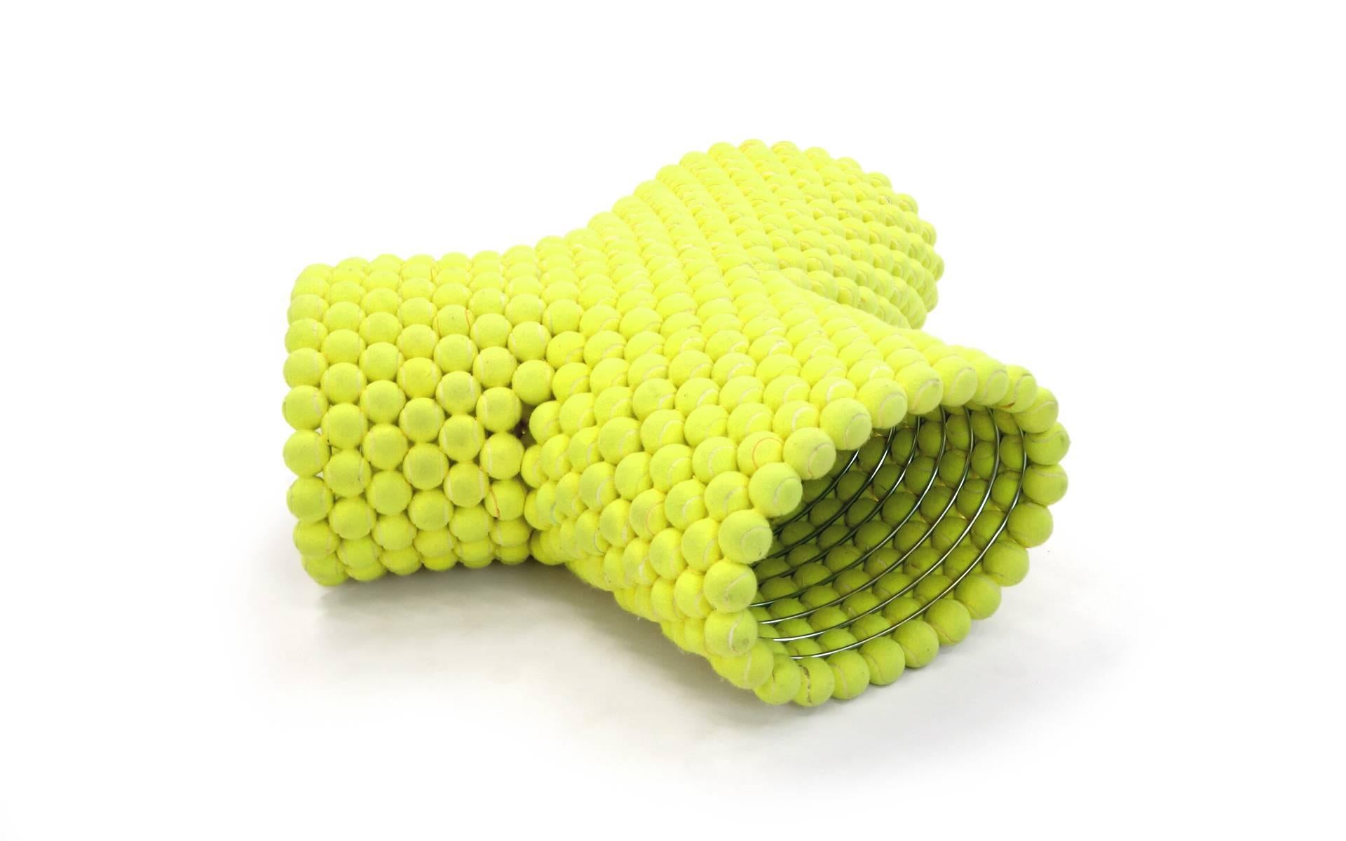 Very rare Tennis ball bench or sofa designed by Tejo Remy & Rene Veenhuizen for the Museum Boijmans van Beuningen/Kossman de Jong Exhibition Architects at Museum Boijmans van Beuningen, Rotterdam, 2003. Beautifully constructed of a spiraling solid