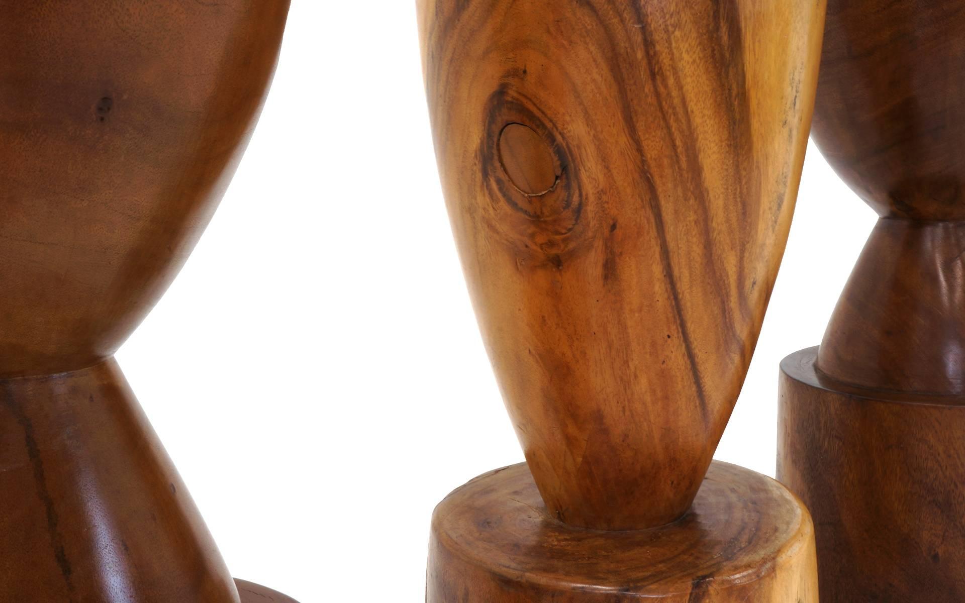 Mid-20th Century Set of Four 1960s Barstools of Solid Walnut and Exotic Woods